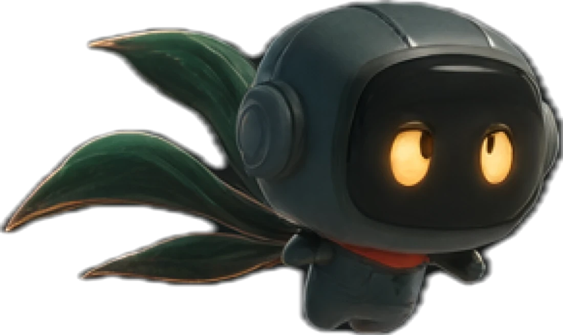 Merry, a small companion character with glowing eyes and leaf-like wings